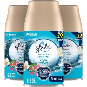 image:imageGlade Automatic Spray Air Freshener Refill Scented Air Freshener for Home and Bathroom Clean Linen 62 Oz 3 CountAqua Waves