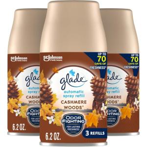 image:imageGlade Automatic Spray Air Freshener Refill Scented Air Freshener for Home and Bathroom Clean Linen 62 Oz 3 CountCashmere Woods
