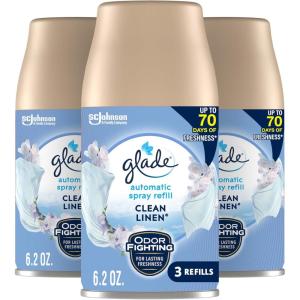 image:imageGlade Automatic Spray Air Freshener Refill Scented Air Freshener for Home and Bathroom Clean Linen 62 Oz 3 CountClean Linen
