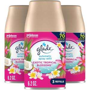 image:imageGlade Automatic Spray Air Freshener Refill Scented Air Freshener for Home and Bathroom Clean Linen 62 Oz 3 CountExotic Tropical Blossoms