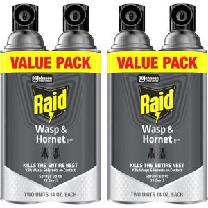 image:imageRaid Wasp amp Hornet Killer Spray Bug Killer Kills the Entire Nest 14 Oz 2 Count14 Fl Oz Pack of 4
