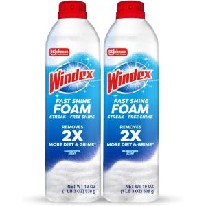 image:imageWindex Fast Shine Foam Glass Cleaner NoDrip Windows Doors Mirrors amp Countertops Aerosol Cleaning Spray StreakFree Shine Removes Fingerprints Dust Dirt Grime amp More 19 oz Pack of 119 Fl Oz Pack of 2