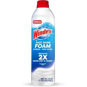 image:imageWindex Fast Shine Foam Glass Cleaner NoDrip Windows Doors Mirrors amp Countertops Aerosol Cleaning Spray StreakFree Shine Removes Fingerprints Dust Dirt Grime amp More 19 oz Pack of 119 Fl Oz Pack of 1