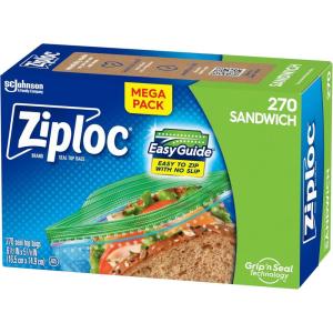 image:imageZiploc Sandwich and Snack Bags with EasyGuide Texture Plastic Storage Bags with Grip n Seal Technology 105 Bags Total270 Count